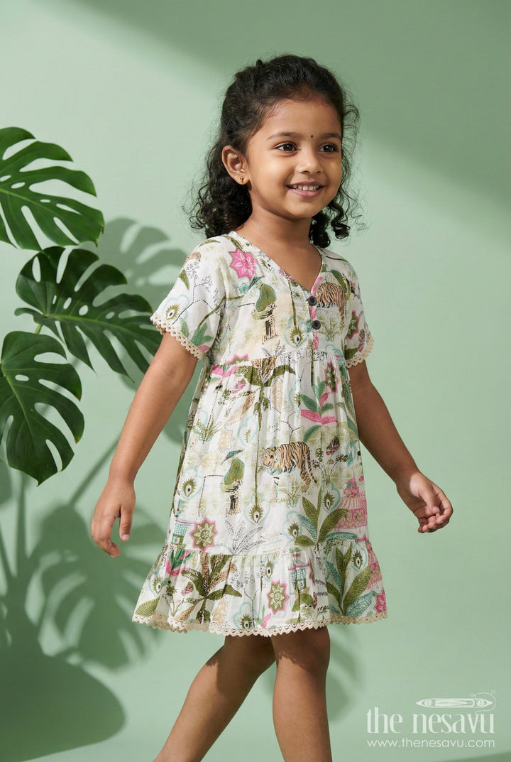 The Nesavu Girls Cotton Frock Multicolor Cotton Frock for Toddler Girls with Flutter Sleeves Nesavu 16 (1Y) / Multicolor GFC2058A-16 Nesavu multicolor cotton frock for toddler girls with flutter sleeves – perfect for everyday play