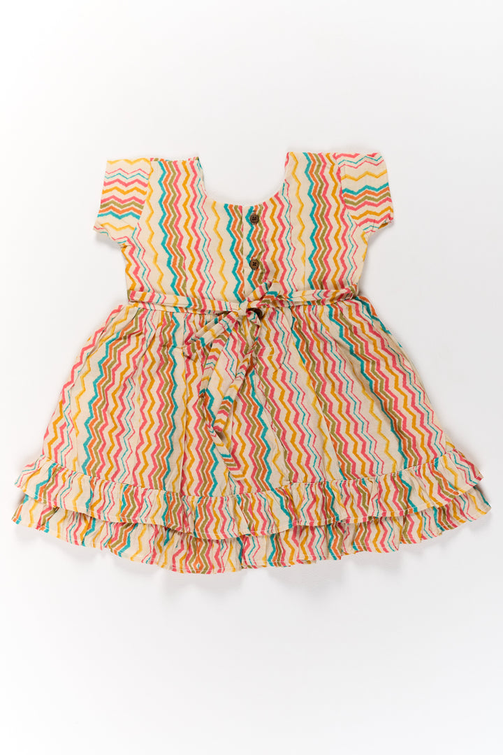 The Nesavu Girls Cotton Frock Multicolor Girls Cotton Frock with Striped Pattern and Sleeveless Design for Casual Wear Nesavu Nesavu Multicolor Girls Cotton Frock Striped Pattern Sleeveless Design Casual Wear