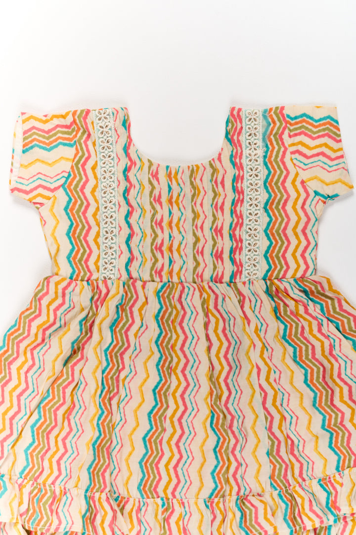The Nesavu Girls Cotton Frock Multicolor Girls Cotton Frock with Striped Pattern and Sleeveless Design for Casual Wear Nesavu Nesavu Multicolor Girls Cotton Frock Striped Pattern Sleeveless Design Casual Wear