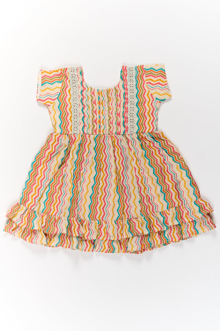 The Nesavu Girls Cotton Frock Multicolor Girls Cotton Frock with Striped Pattern and Sleeveless Design for Casual Wear Nesavu Nesavu Multicolor Girls Cotton Frock Striped Pattern Sleeveless Design Casual Wear