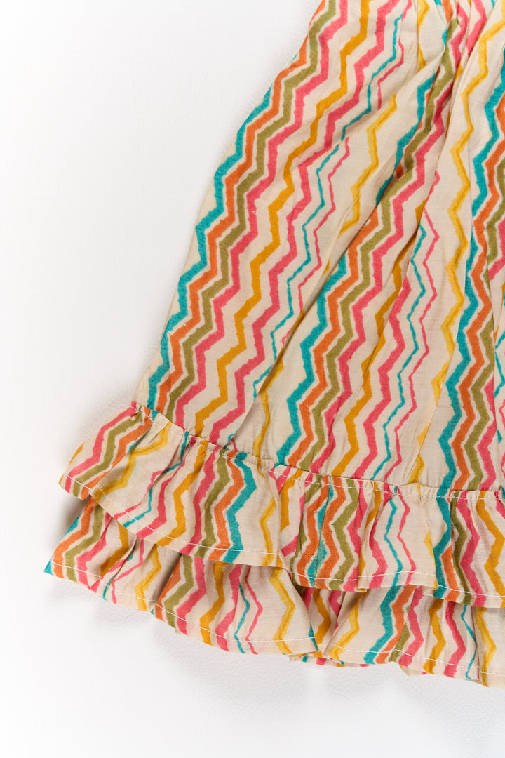 The Nesavu Girls Cotton Frock Multicolor Girls Cotton Frock with Striped Pattern and Sleeveless Design for Casual Wear Nesavu Nesavu Multicolor Girls Cotton Frock Striped Pattern Sleeveless Design Casual Wear