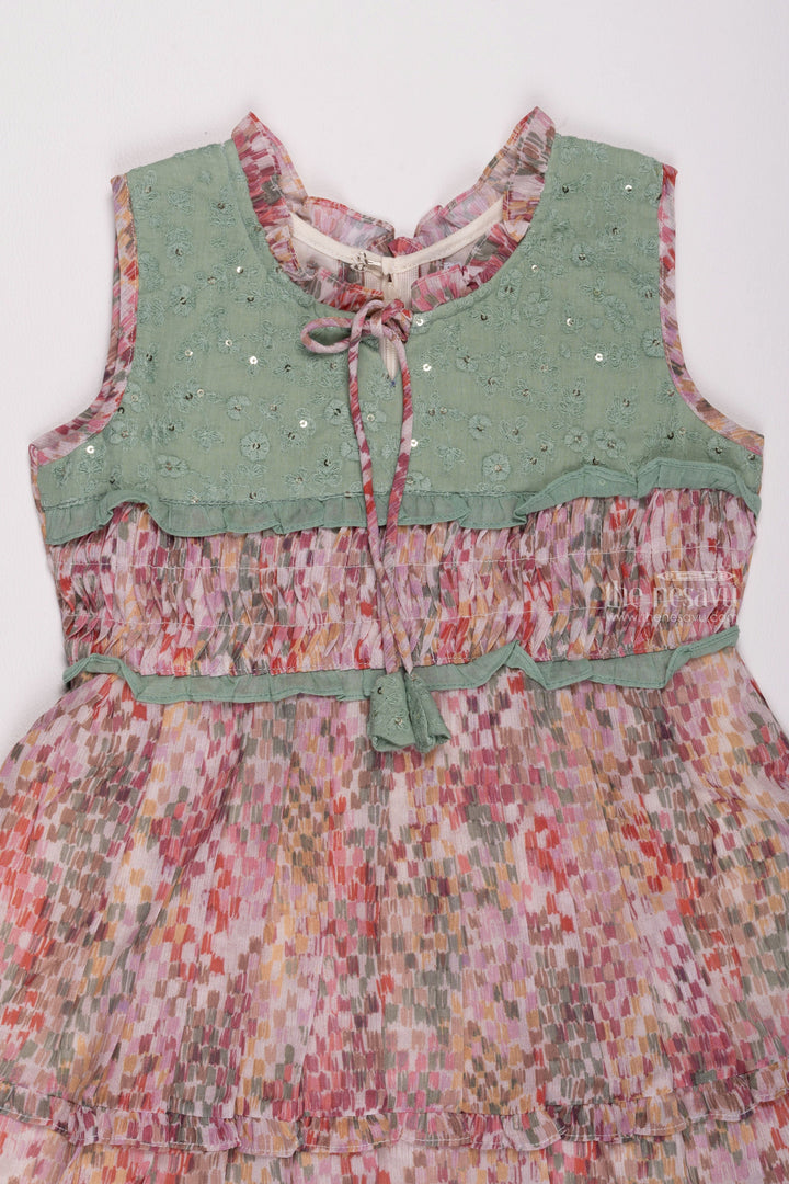 The Nesavu Girls Cotton Frock Multicolor Marvel: Girls Sleeveless Layered Cotton Frock Nesavu Stylish Cotton Frocks for Kids | Casual and Fancy Dresses Online | The Nesavu