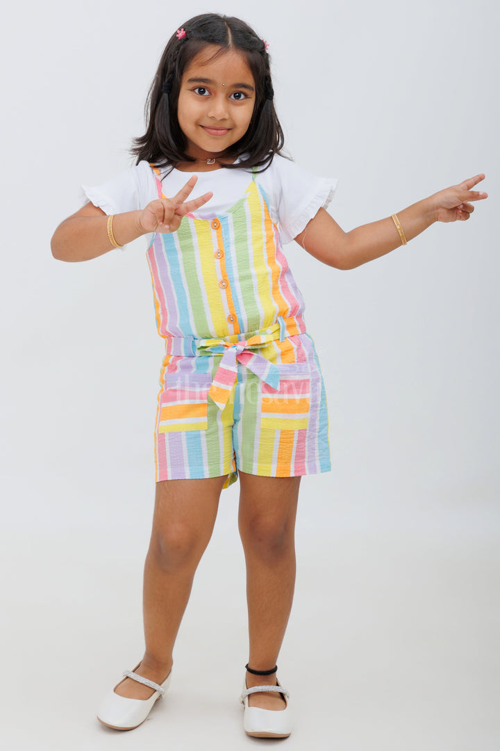 The Nesavu Girls Jumpsuit Multicolor Striped Baby Jumpsuit Set for Girls Nesavu 14 (6M) / multicolor BFJ601A-14 Multicolor Striped Baby Jumpsuit Set for Girls - Nesavu