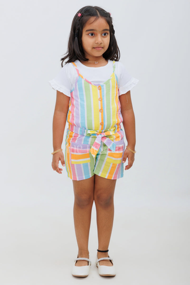 The Nesavu Girls Jumpsuit Multicolor Striped Baby Jumpsuit Set for Girls Nesavu Multicolor Striped Baby Jumpsuit Set for Girls - Nesavu