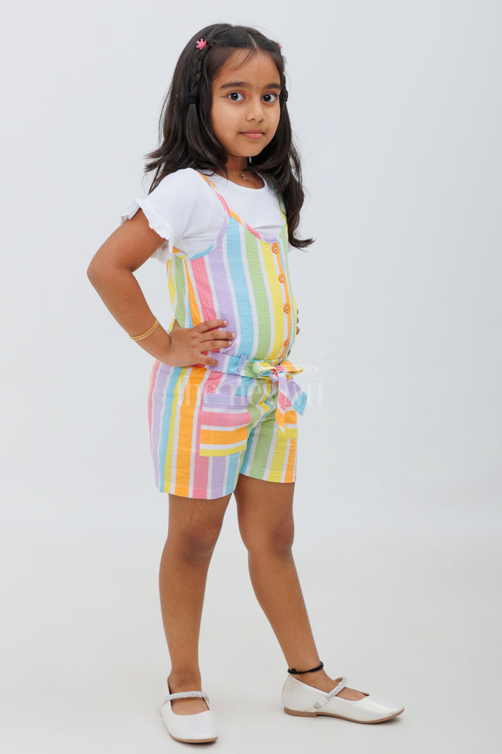 The Nesavu Girls Jumpsuit Multicolor Striped Baby Jumpsuit Set for Girls Nesavu Multicolor Striped Baby Jumpsuit Set for Girls - Nesavu