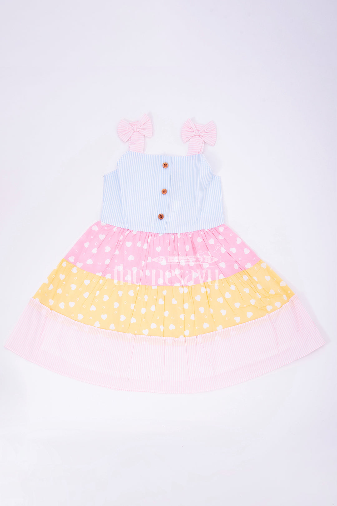 The Nesavu Baby Cotton Frocks Multicolor Tiered Sleeveless Cotton Frock Nesavu 16 (1Y) / Multicolor BFJ586A-16 Multicolor Tiered Sleeveless Cotton Frock - Nesavu