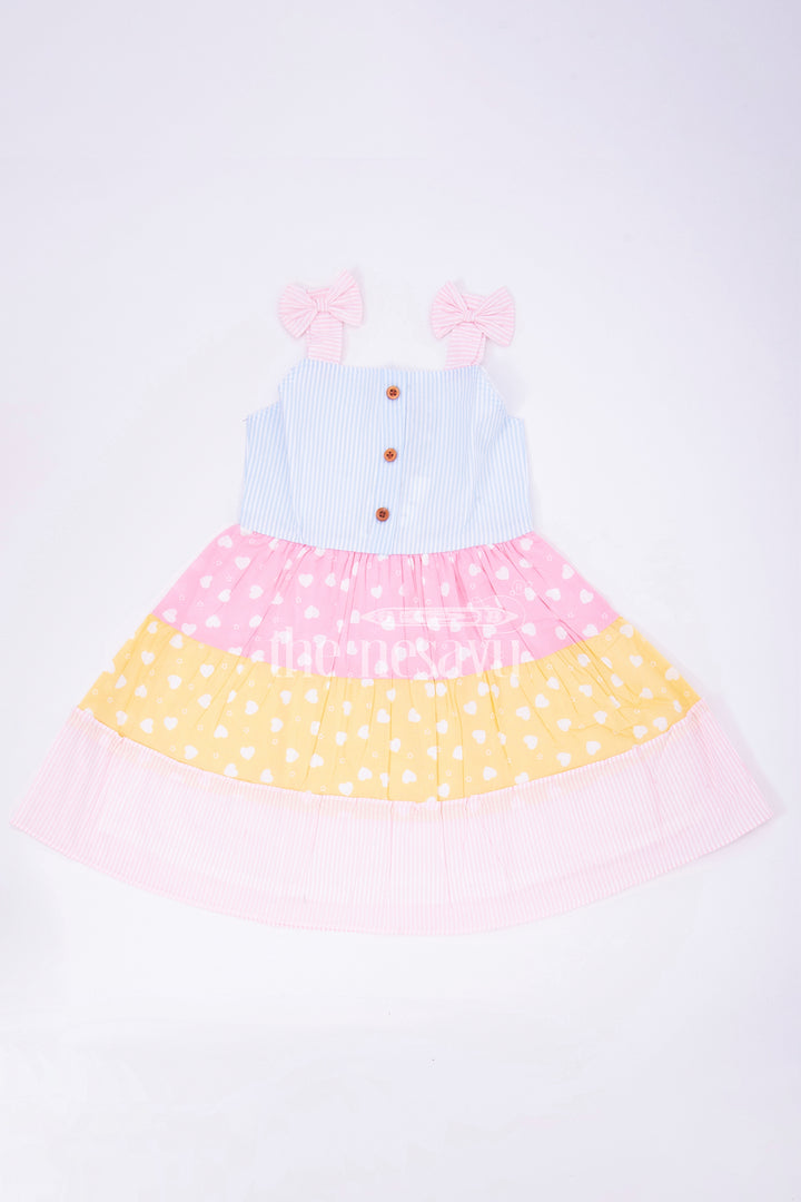 The Nesavu Baby Cotton Frocks Multicolor Tiered Sleeveless Cotton Frock Nesavu 16 (1Y) / Multicolor BFJ586A-16 Multicolor Tiered Sleeveless Cotton Frock - Nesavu
