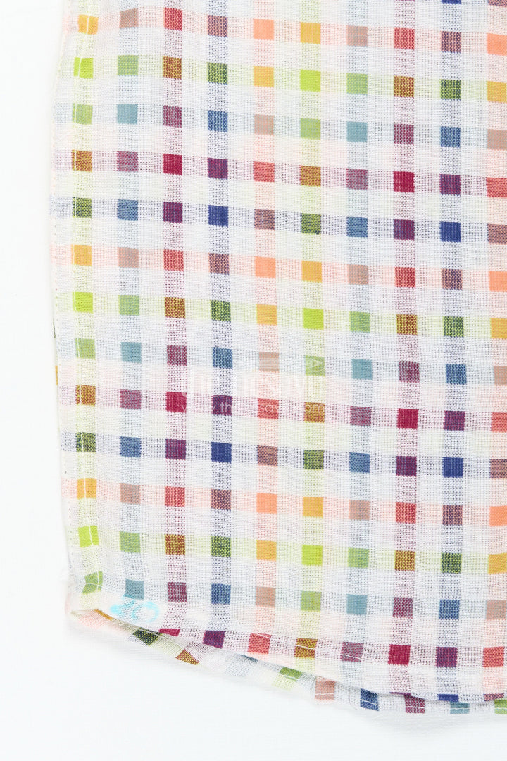 The Nesavu Boys Cotton Shirt Multicolour Shirt for Boys in Lightweight Muslin Cotton with Checkered Design and Breezy Fit Nesavu Nesavu Multicolour Shirt Boys Soft Muslin Cotton Vibrant Grid Check Pattern