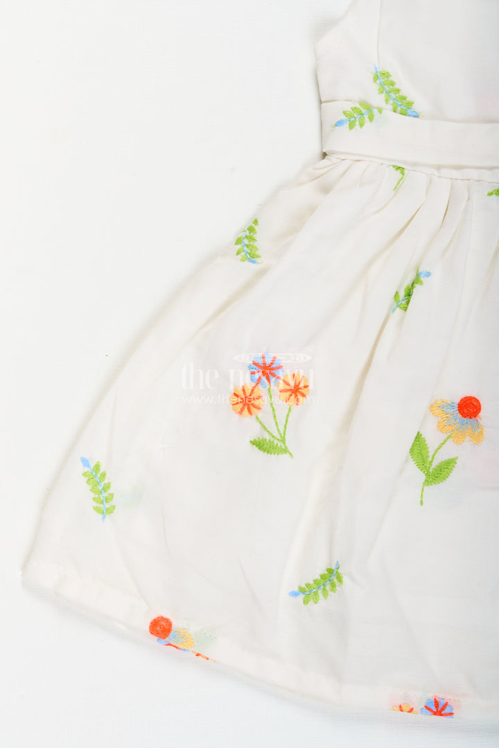 The Nesavu Baby Cotton Frocks Nesavu cotton baby girl frock with pastel floral embroidery and peter pan collar Nesavu Nesavu cotton baby girl frock with pastel floral embroidery and peter pan collar