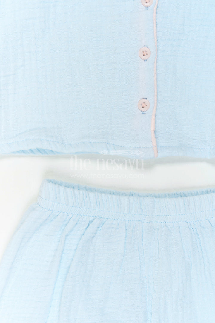 The Nesavu Girls Co-Ord Sets Nesavu Kids Muslin Cotton Lounge Co Ord Set with Relaxed Fit for Travel and Sleepwear Nesavu Nesavu Kids Muslin Cotton Lounge Co Ord Set With Relaxed Fit For Travel And Sleepwear