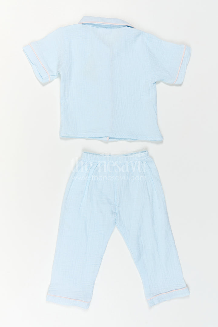 The Nesavu Girls Co-Ord Sets Nesavu Kids Muslin Cotton Lounge Co Ord Set with Relaxed Fit for Travel and Sleepwear Nesavu Nesavu Kids Muslin Cotton Lounge Co Ord Set With Relaxed Fit For Travel And Sleepwear