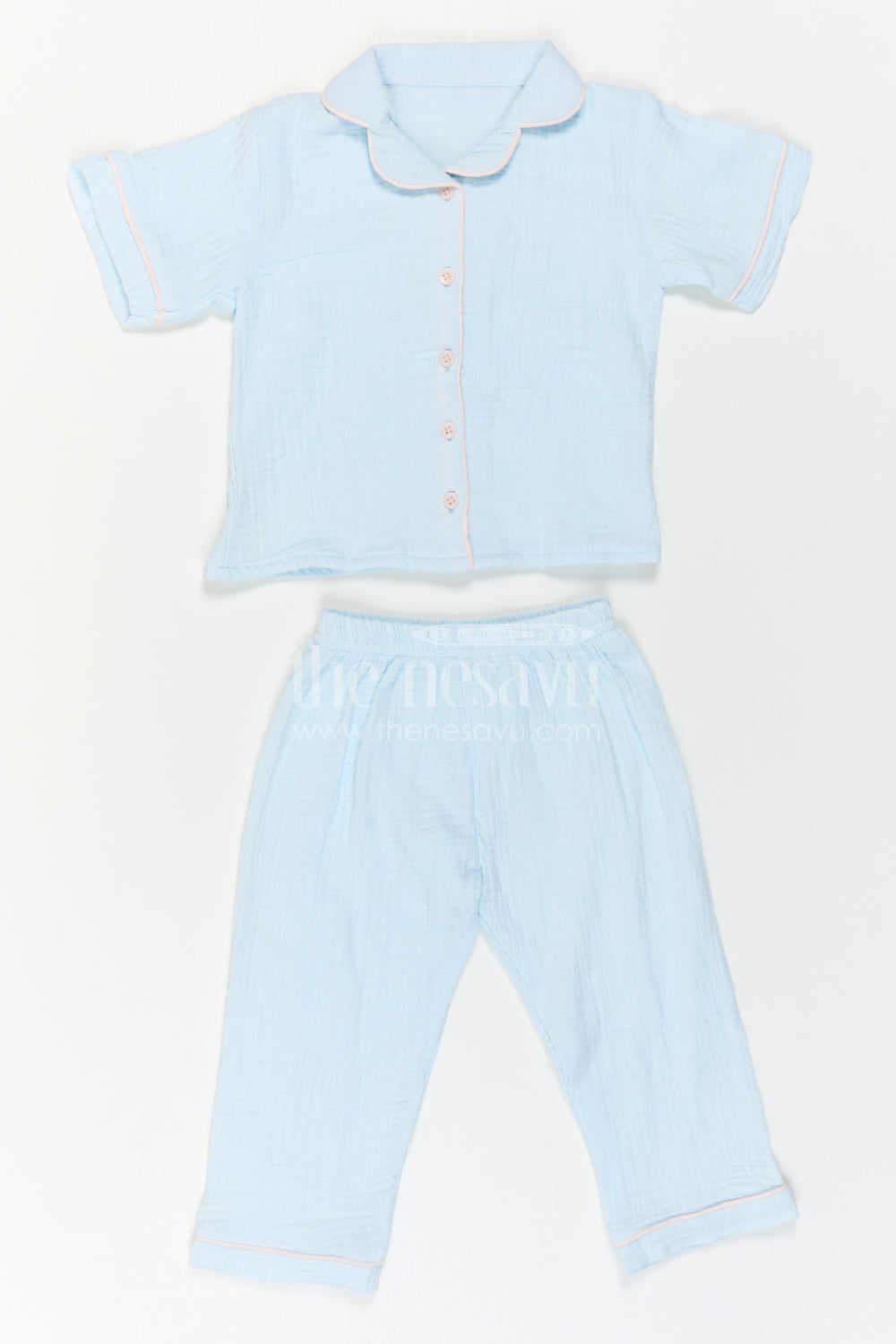 The Nesavu Girls Co-Ord Sets Nesavu Kids Muslin Cotton Lounge Co Ord Set with Relaxed Fit for Travel and Sleepwear Nesavu Nesavu Kids Muslin Cotton Lounge Co Ord Set With Relaxed Fit For Travel And Sleepwear