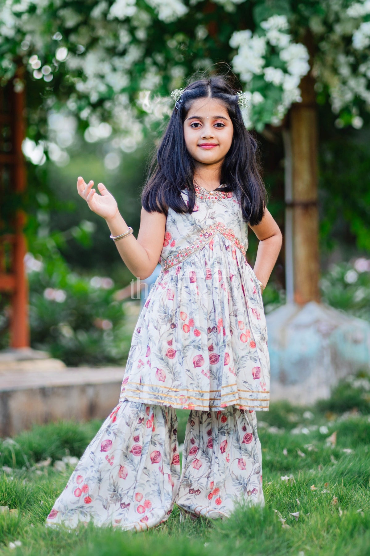 Modal Silk Traditional Kurti Sharara for Kids Diwali and Dussehra