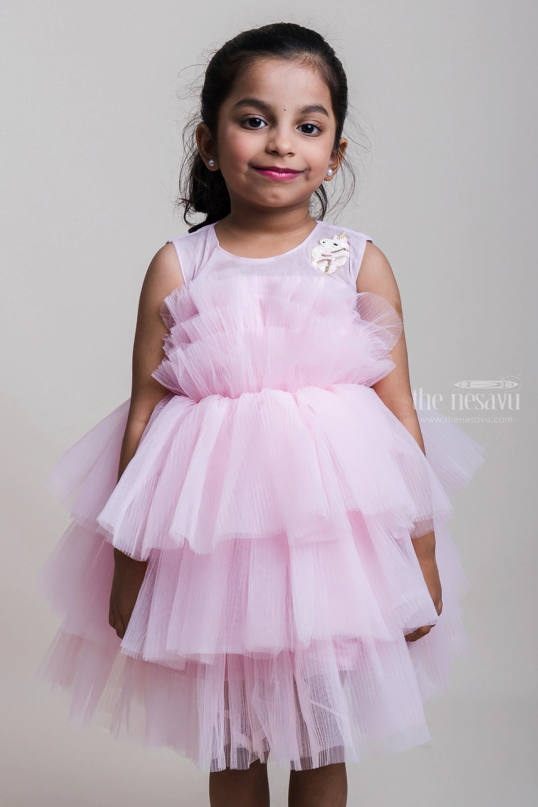 The Nesavu Girls Tutu Frock Netted And Layered Pink Frocks For Little Girls Nesavu 16 (1Y) / Pink PF99A-16 Fresh Pink Net Frocks Collection For Girls| New Arrival| The Nesavu