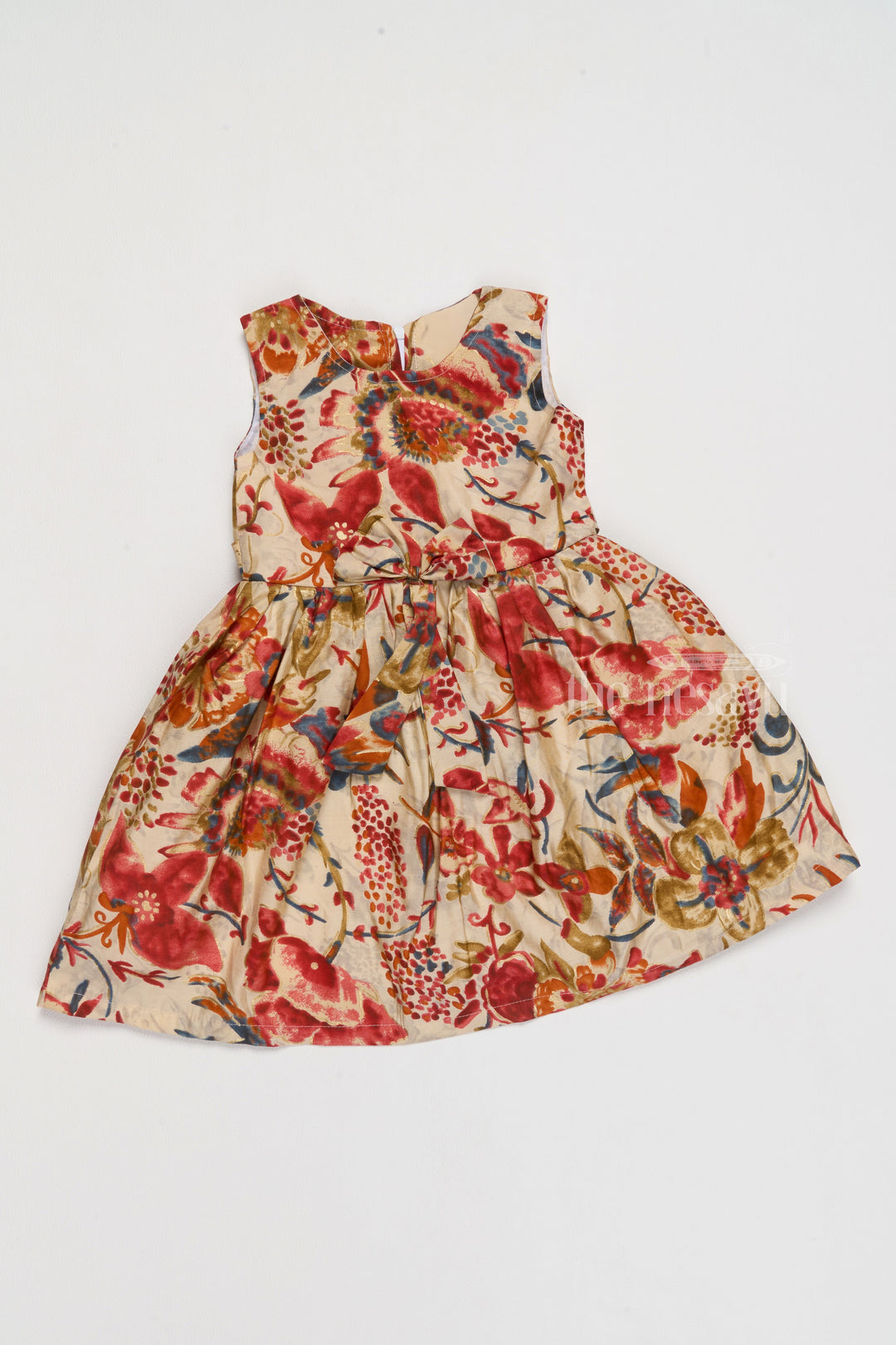 The Nesavu Girls Cotton Frock New Dress Frock Design with Multicolor Floral Prints for Stylish Little Girls Nesavu 18 (2Y) / Multicolor GFC1577B-18 Nesavu New Dress Frock Design Multicolor Floral Prints Girls