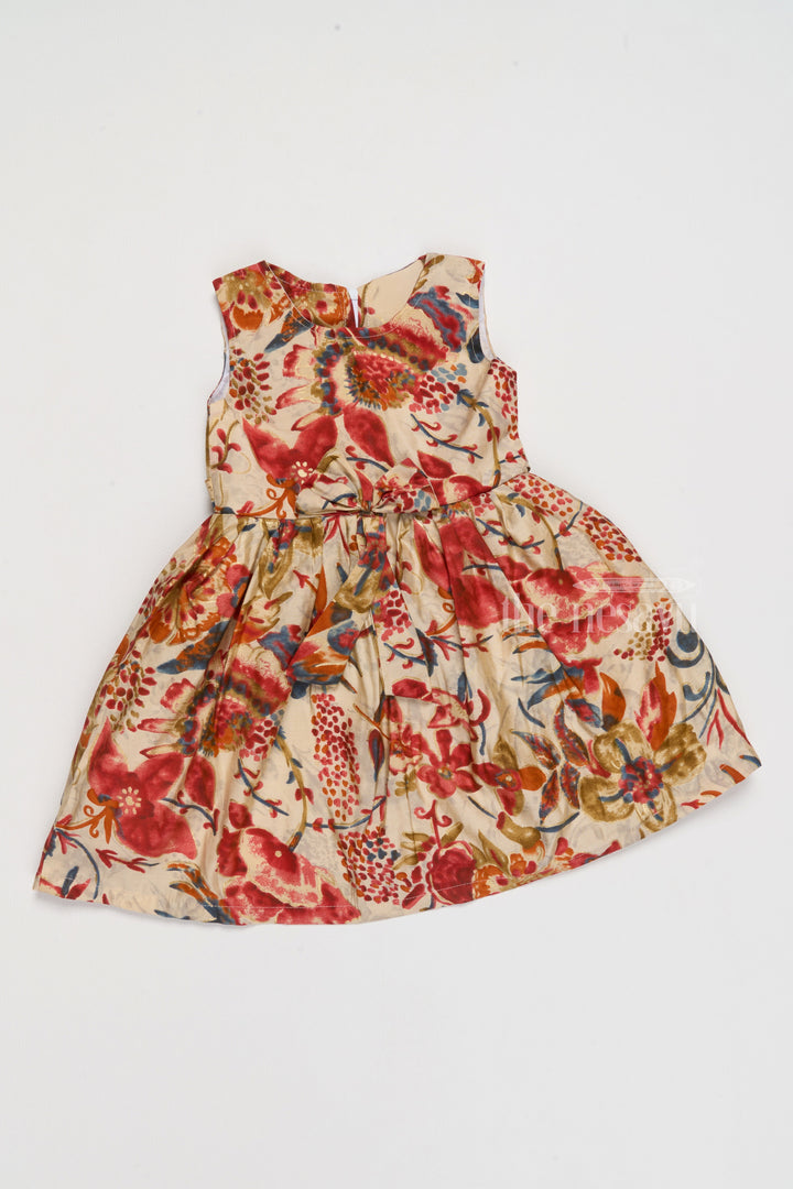 The Nesavu Girls Cotton Frock New Dress Frock Design with Multicolor Floral Prints for Stylish Little Girls Nesavu 18 (2Y) / Multicolor GFC1577B-18 Nesavu New Dress Frock Design Multicolor Floral Prints Girls