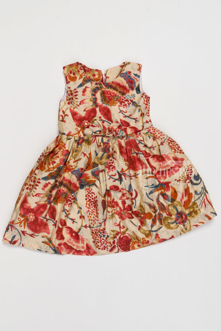 The Nesavu Girls Cotton Frock New Dress Frock Design with Multicolor Floral Prints for Stylish Little Girls Nesavu Nesavu New Dress Frock Design Multicolor Floral Prints Girls