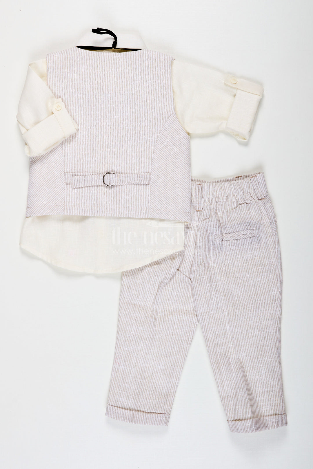 The Nesavu Boys Jacket Sets New Fashion Shirt Set for Boys with Cotton Animal Print Jacket and Coordinated Striped Bottoms Nesavu Nesavu New Fashion Shirt Boys Set with Animal Digital Print Jacket and Soft Cotton Striped Fabric