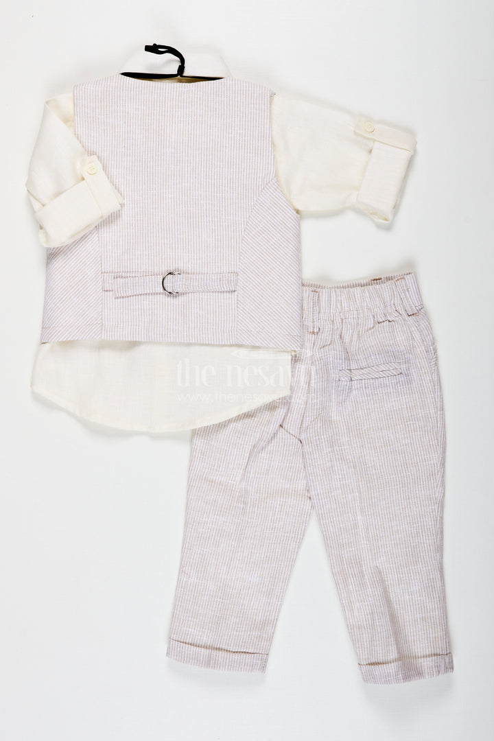 The Nesavu Boys Jacket Sets New Fashion Shirt Set for Boys with Cotton Animal Print Jacket and Coordinated Striped Bottoms Nesavu Nesavu New Fashion Shirt Boys Set with Animal Digital Print Jacket and Soft Cotton Striped Fabric