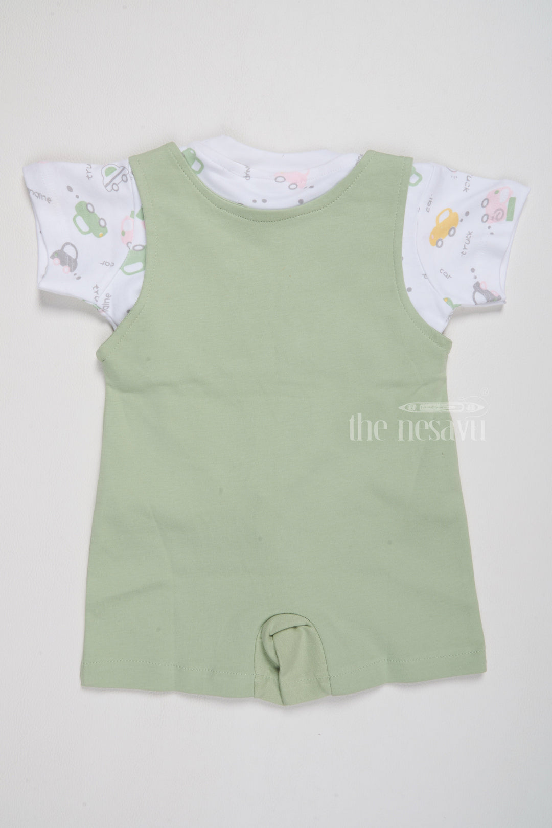 Newborn Clothes Sale Green Car Applique Romper Printed T-Shirt