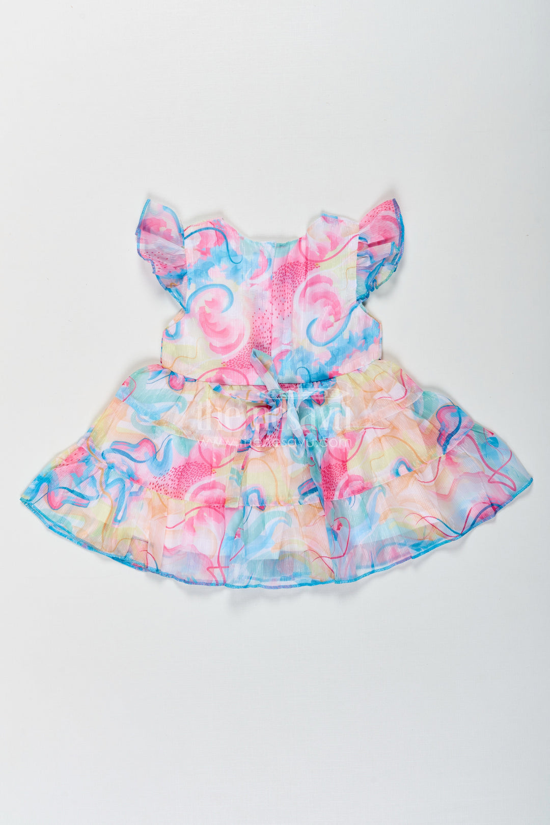 The Nesavu Baby Cotton Frocks Newborn Frock in Soft Georgette with Multicolour Digital Print and Layered Frills for Baby Girls Nesavu Nesavu Newborn Frock Baby Girls Georgette Multicolour Digital Print Frilled Layers