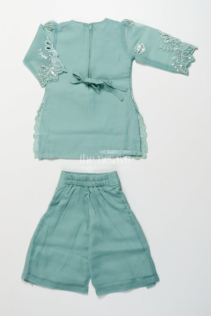 The Nesavu Girls Sharara / Plazo Set Occasion-Ready Organza Sharara Set with Thread Embroidery Detailing Nesavu Nesavu girls festive organza sharara set thread embroidery