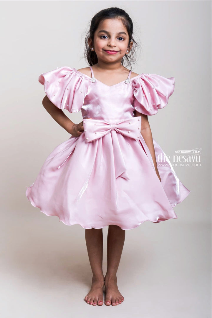The Nesavu Girls Fancy Party Frock Onion Pink Designer Frocks With Bead Embellishment For Little Girls Nesavu 16 (1Y) / Pink PF105B-16 Baby Girls Designer Frock Ideas | Festive Collection 2023 | The Nesavu