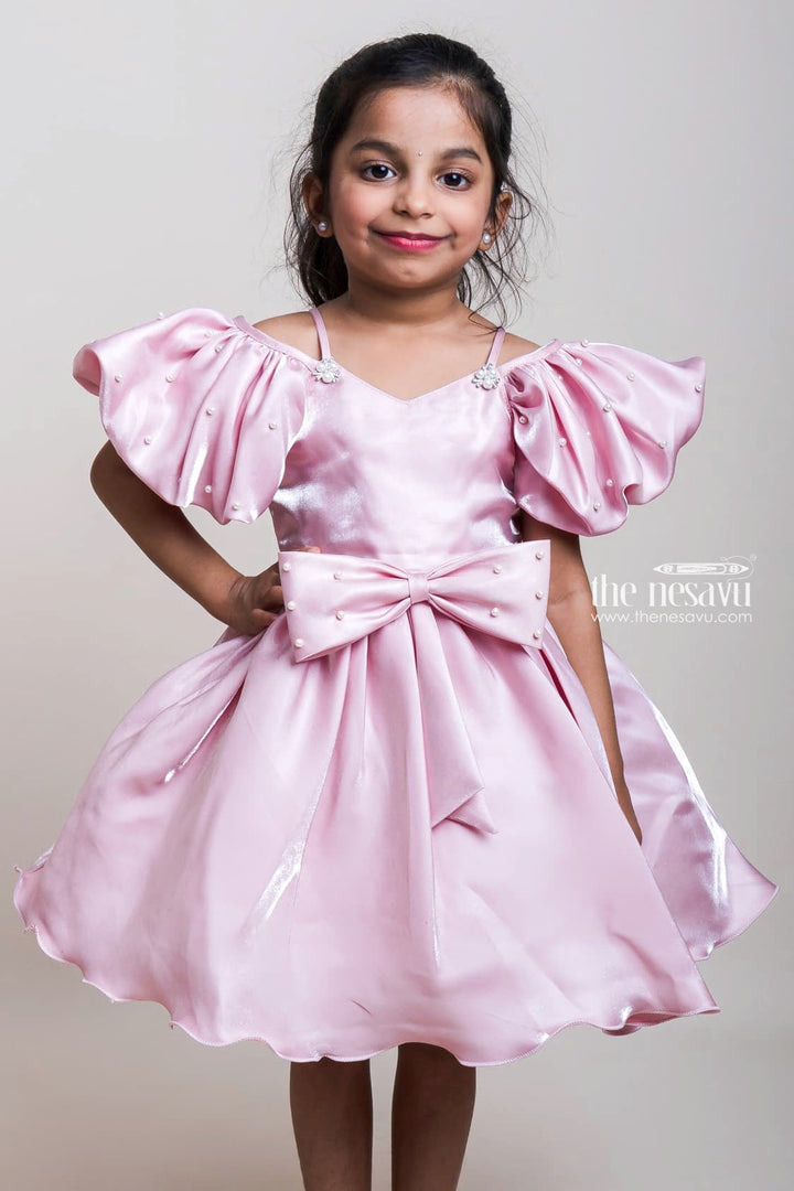 The Nesavu Girls Fancy Party Frock Onion Pink Designer Frocks With Bead Embellishment For Little Girls Nesavu Baby Girls Designer Frock Ideas | Festive Collection 2023 | The Nesavu