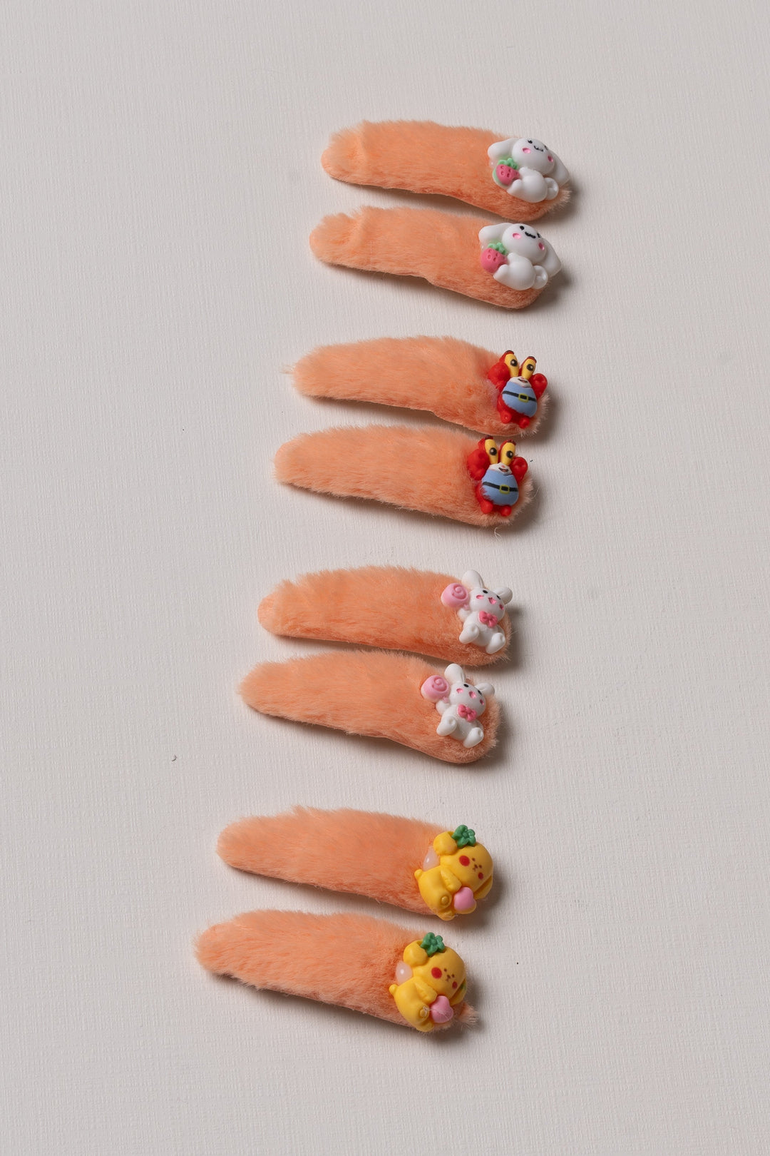 The Nesavu Tick Tac Clip Orange Keen Fuzzy Character Tick Tac Clips Nesavu Soft Furry Animal Hair Clips | Cute Tick Tac Hair Accessories for Kids | The Nesavu
