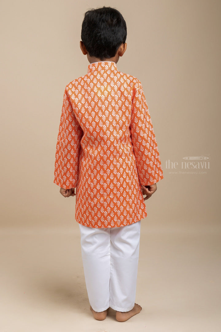 The Nesavu Boys Kurtha Set Orange Silk Cotton Designer Party Wear Kurta For Baby Boys Nesavu Top 15 Festive Wear Kurta For Baby Boys | Stylish Overcoat Dresses | The Nesavu