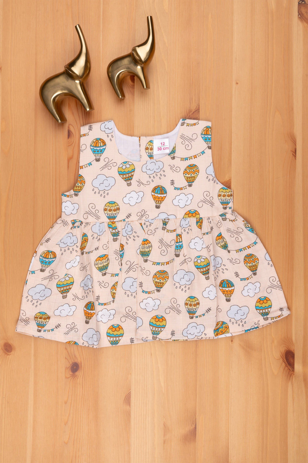 The Nesavu Baby Frock / Jhabla Orange Skies: Parachute Printed Dress for Baby Girls Nesavu 12 (3M) / Orange BFJ444A-12 Atractive Printed Casual Frock For Baby Girls | New Born Baby Dress | The Nesavu