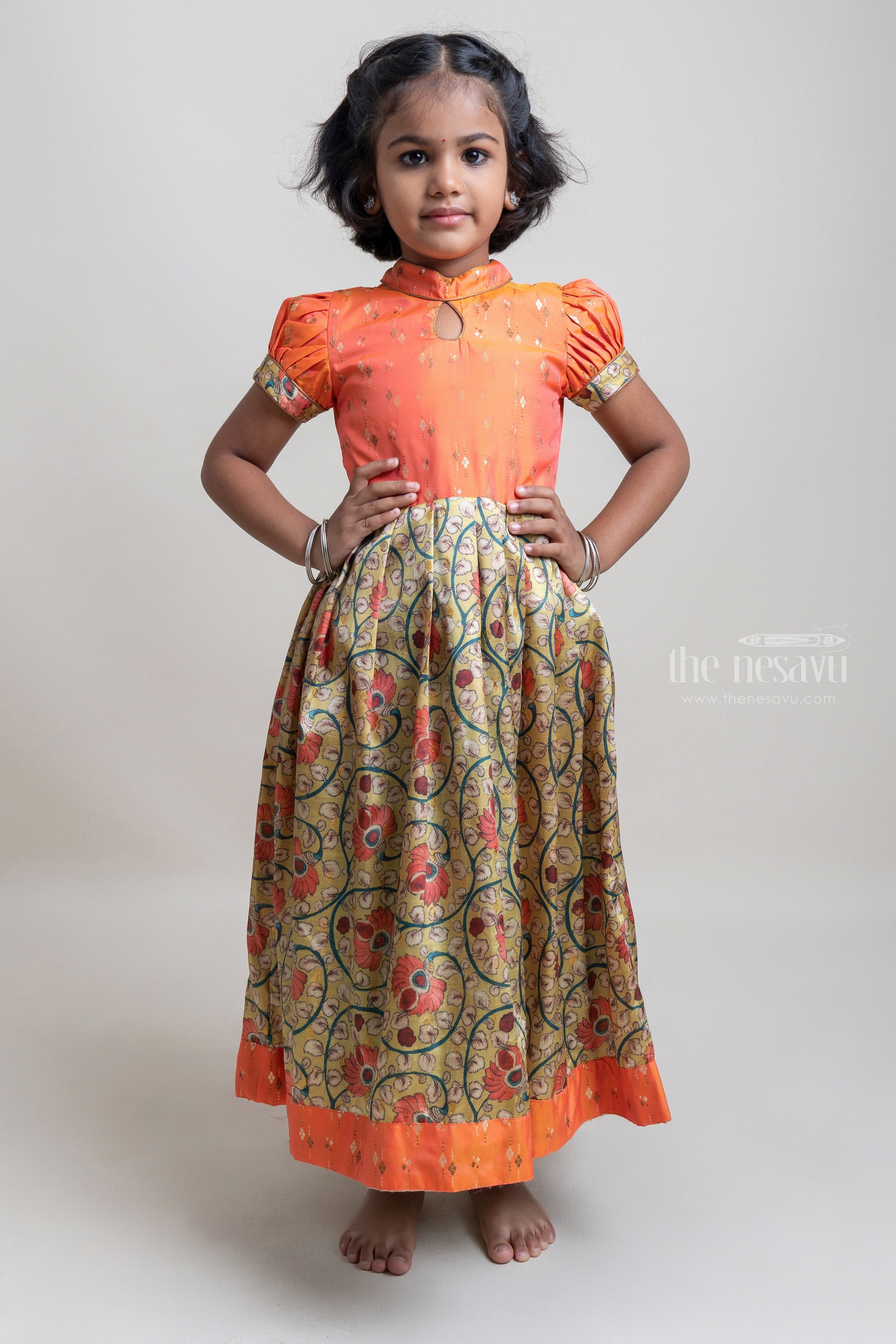 Maroon kalamkari hand block printed girls frock. – Kalanjali Ethnics