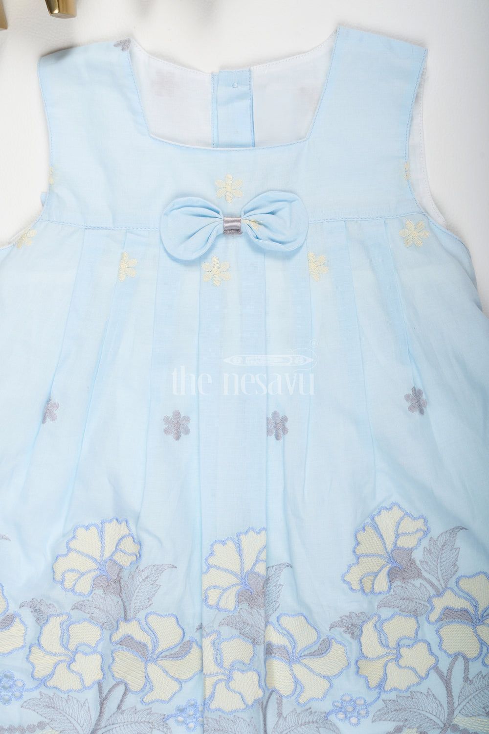 The Nesavu Baby Casual Sets Pale Blue Embroidered Cotton Baby Dress with Matching Bloomers Nesavu Pale Blue Embroidered Cotton Baby Dress with Matching Bloomers Nesavu