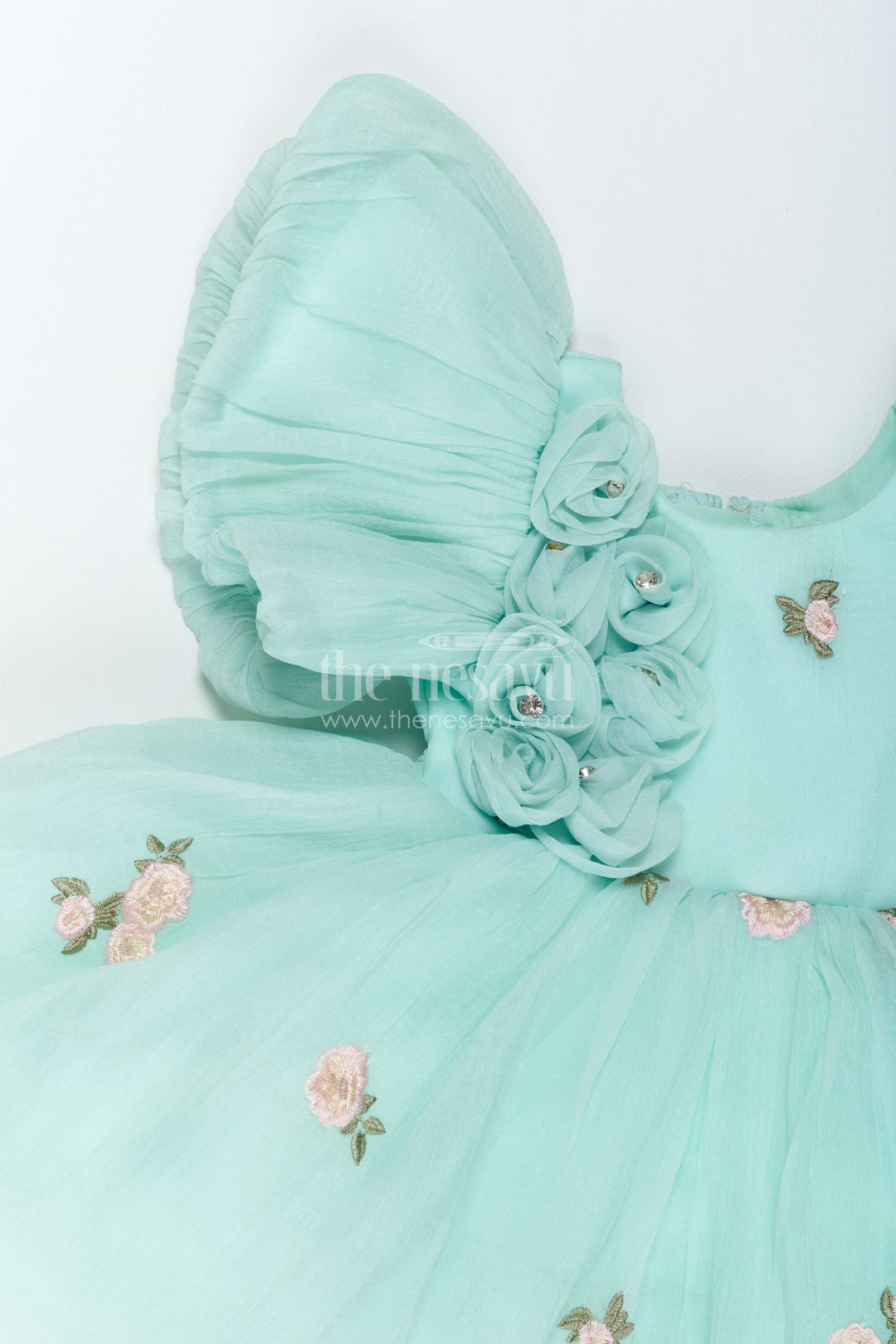 The Nesavu Girls Fancy Party Frock Party Dress for Girls in Multicolor with an Occasion Ready Finish Nesavu Nesavu Party Dress For Girls With Thread Embroidery For Weddings
