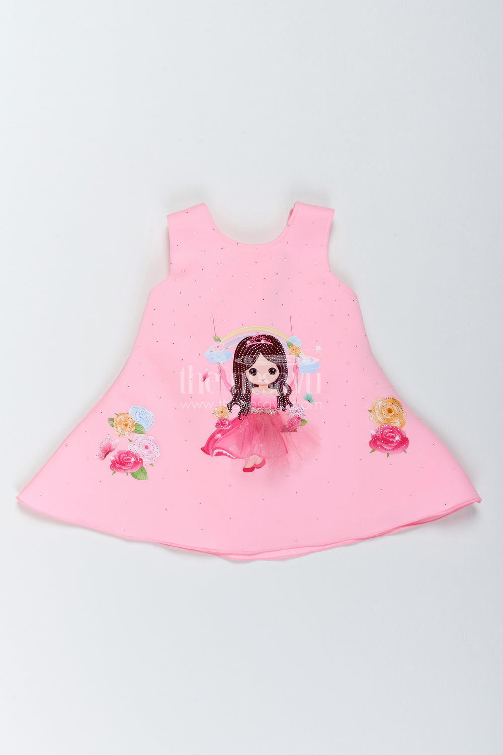 The Nesavu Girls Fancy Party Frock Party Dress for Girls in Pink with an Occasion Ready Finish Nesavu 16 (1Y) / Pink / Scuba PF350C-16 Nesavu Party Dress For Girls In Pink For Parties And Memorable Photos PF350C-16
