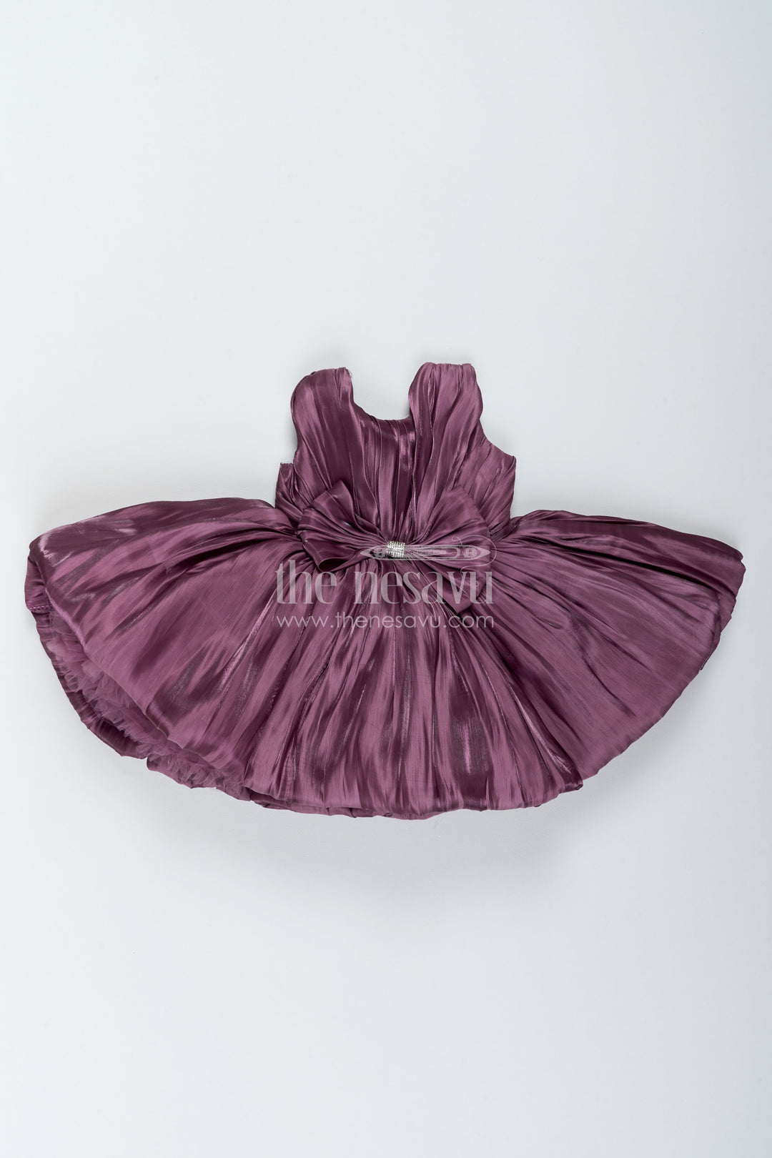 The Nesavu Girls Fancy Party Frock Party Dress for Girls in Purple for Family Celebrations Nesavu 16 (1Y) / Purple / Crepe PF363B-16 Nesavu Party Dress For Girls In Purple For Family Celebrations PF363B-16