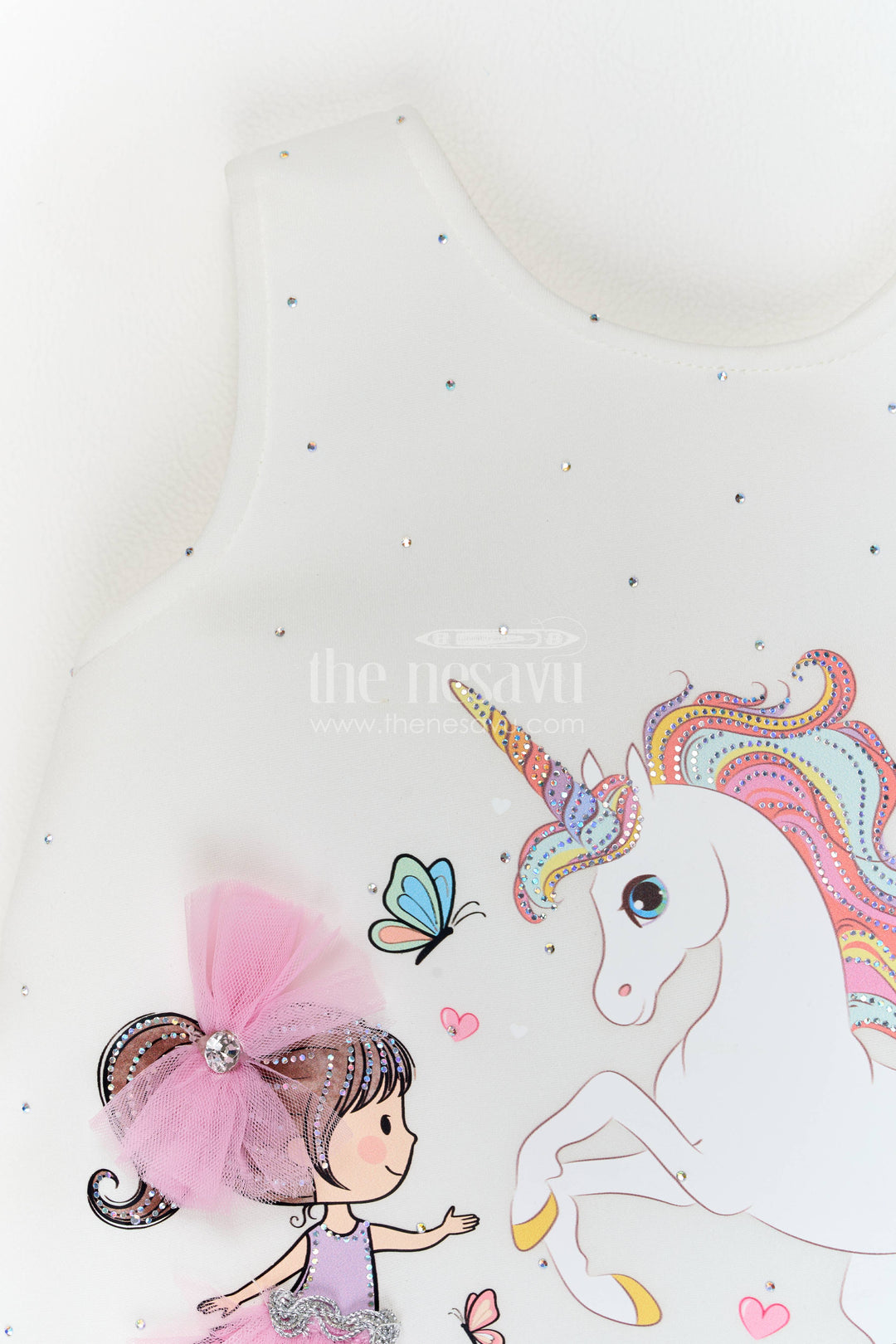 The Nesavu Girls Fancy Party Frock Party Dress for Girls in White with an Occasion Ready Finish Nesavu Nesavu Party Dress For Girls With Digital Print For Weddings