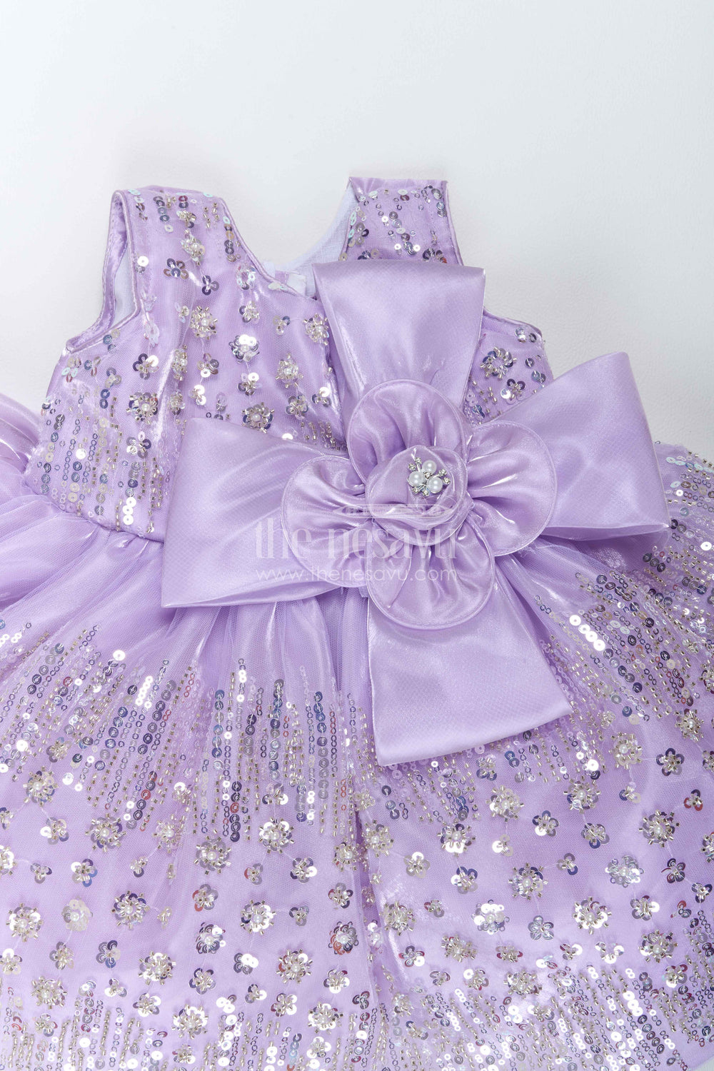 The Nesavu Girls Fancy Party Frock Party Dress for Girls with Thread Embroidery for Festive Occasions Nesavu Nesavu Party Dress For Girls In Purple For Traditional Events