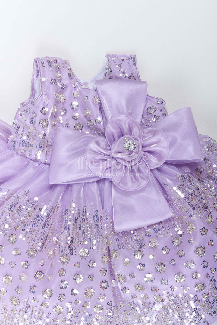 The Nesavu Girls Fancy Party Frock Party Dress for Girls with Thread Embroidery for Festive Occasions Nesavu Nesavu Party Dress For Girls In Purple For Traditional Events