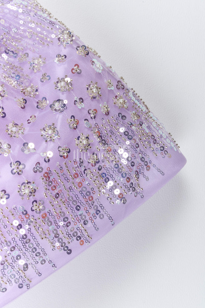 The Nesavu Girls Fancy Party Frock Party Dress for Girls with Thread Embroidery for Festive Occasions Nesavu Nesavu Party Dress For Girls In Purple For Traditional Events