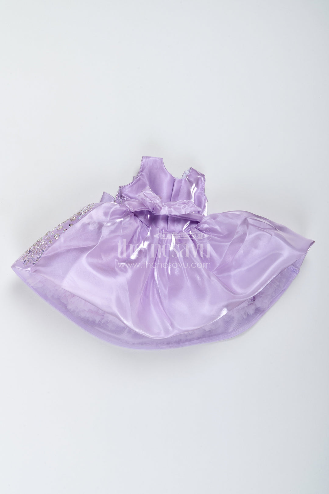 The Nesavu Girls Fancy Party Frock Party Dress for Girls with Thread Embroidery for Festive Occasions Nesavu Nesavu Party Dress For Girls In Purple For Traditional Events