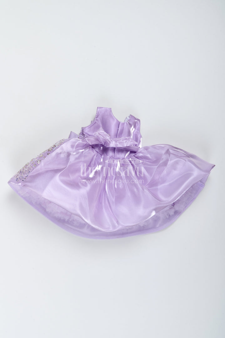 The Nesavu Girls Fancy Party Frock Party Dress for Girls with Thread Embroidery for Festive Occasions Nesavu Nesavu Party Dress For Girls In Purple For Traditional Events