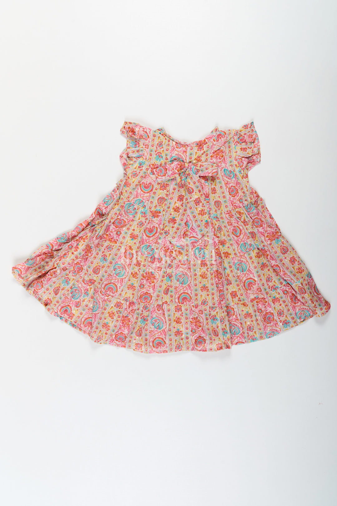 The Nesavu Girls Cotton Frock Party Frock for Toddler Girls in Cotton with Floral Digital Print and Ruffle Detailing Nesavu Nesavu Party Frock Toddler Girls Cotton Floral Digital Print Ruffled Sleeves