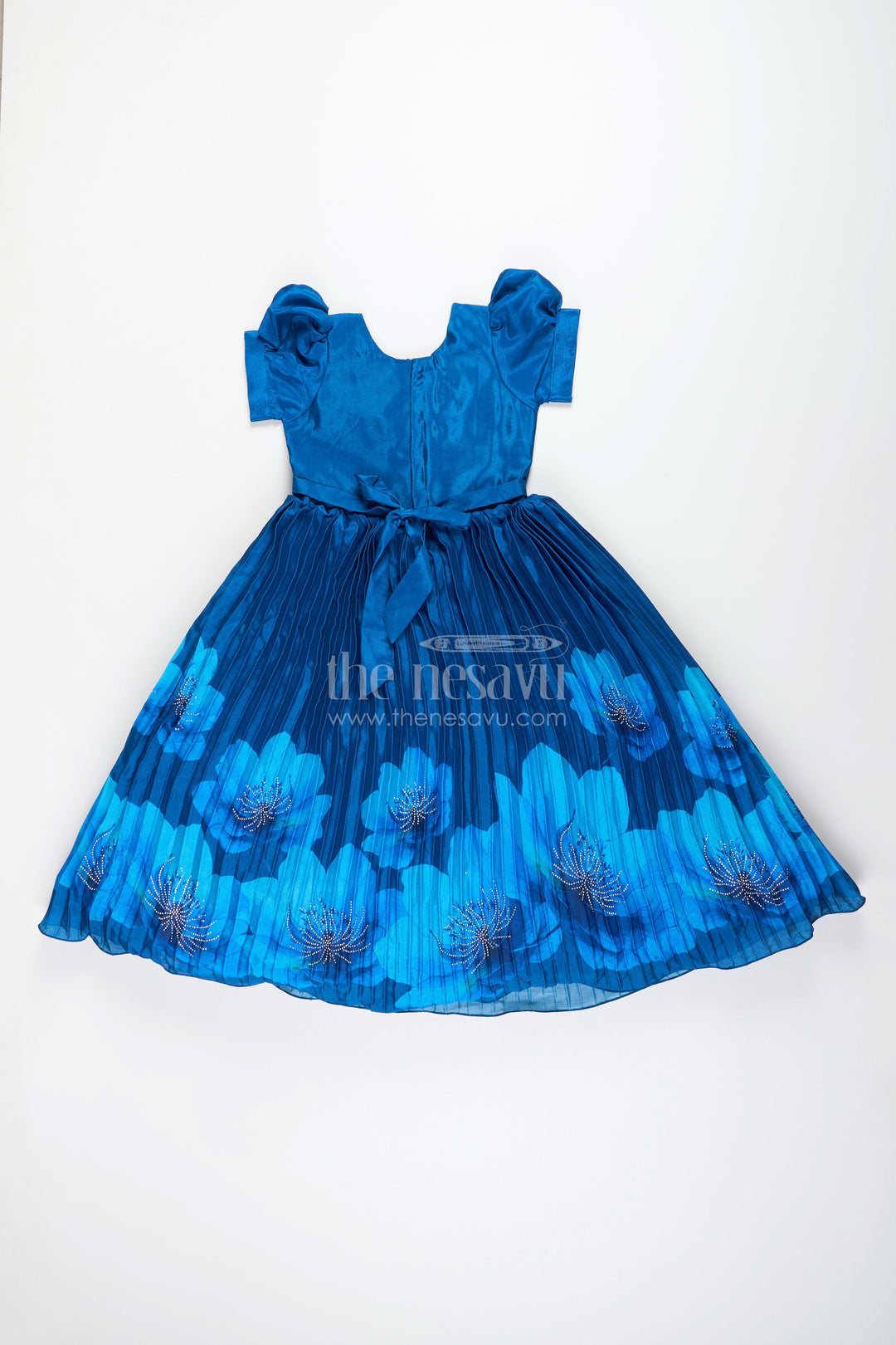The Nesavu Girls Party Gown Party gown for girls with floral print and mirror work Nesavu Nesavu party gown girls mirror embroidery floral print  ideal birthdays weddings