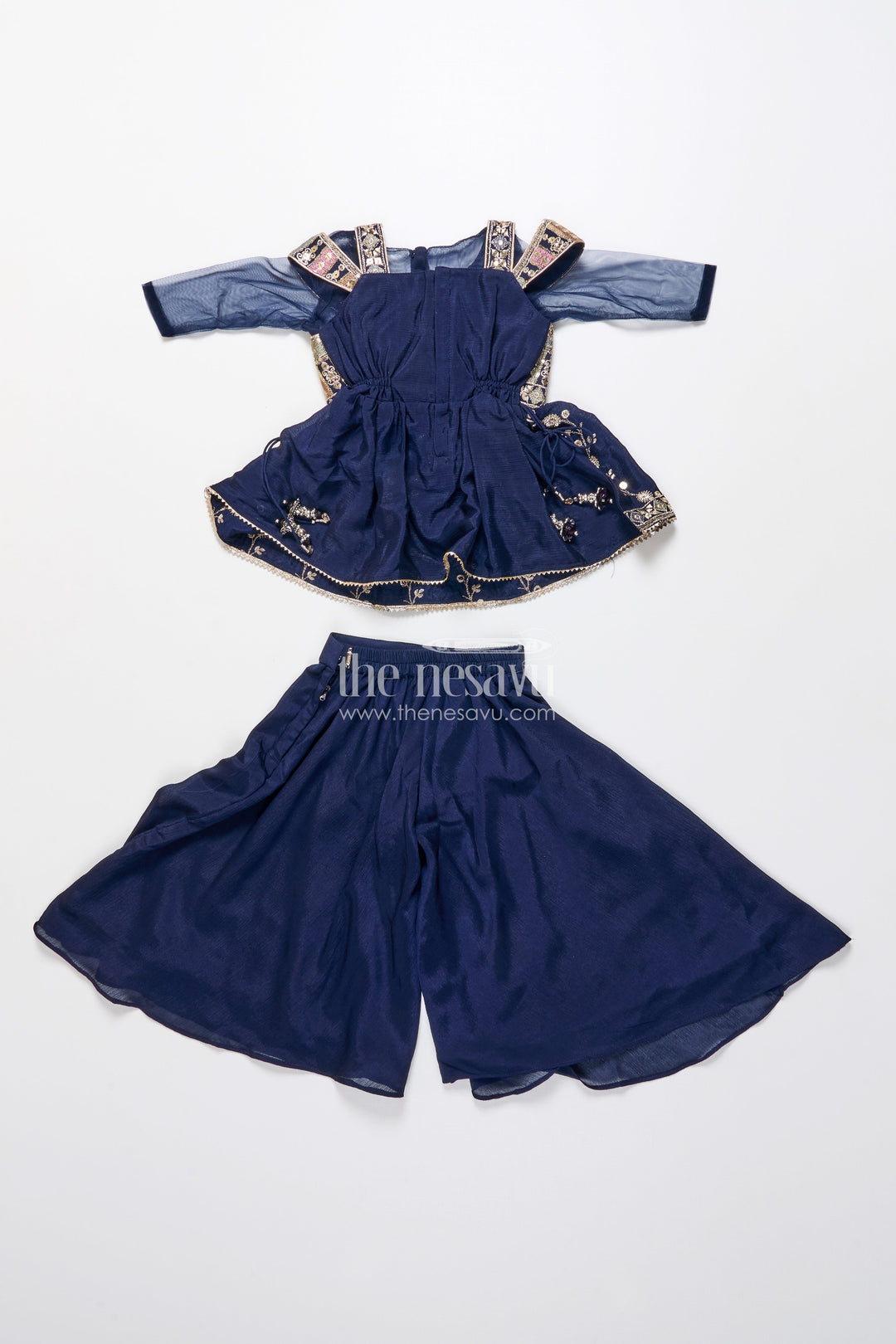 The Nesavu Girls Sharara / Plazo Set Party Wear Sharara Set for Toddler Girls for Evening Celebrations and Birthdays Nesavu Nesavu toddler girl sharara set georgette embroidery  ideal birthdays festive evenings