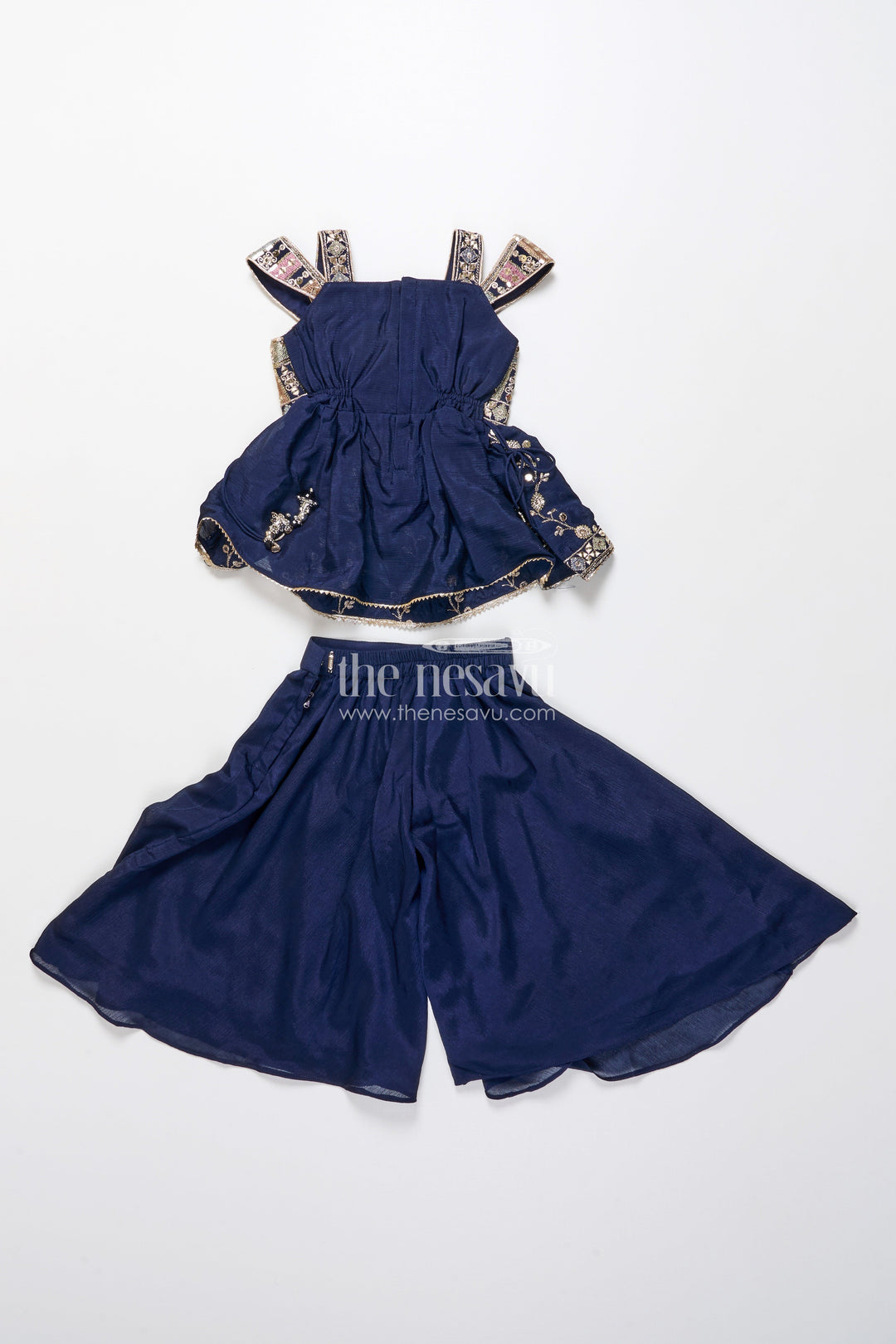 The Nesavu Girls Sharara / Plazo Set Party Wear Sharara Set for Toddler Girls for Evening Celebrations and Birthdays Nesavu Nesavu toddler girl sharara set georgette embroidery  ideal birthdays festive evenings
