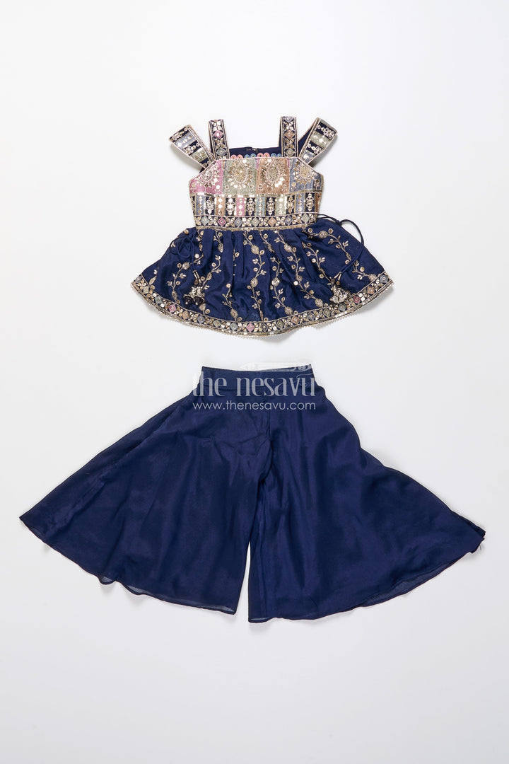 The Nesavu Girls Sharara / Plazo Set Party Wear Sharara Set for Toddler Girls for Evening Celebrations and Birthdays Nesavu Nesavu toddler girl sharara set georgette embroidery  ideal birthdays festive evenings