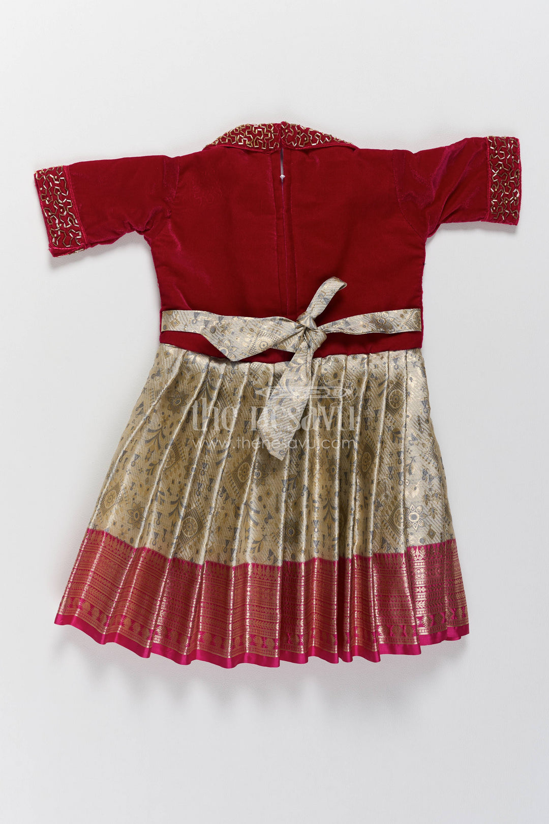 The Nesavu Silk Party Frock Party Wear Silk Frock in Maroon for Family Celebrations Nesavu Nesavu Party Wear Silk Frock In Maroon For Family Celebrations