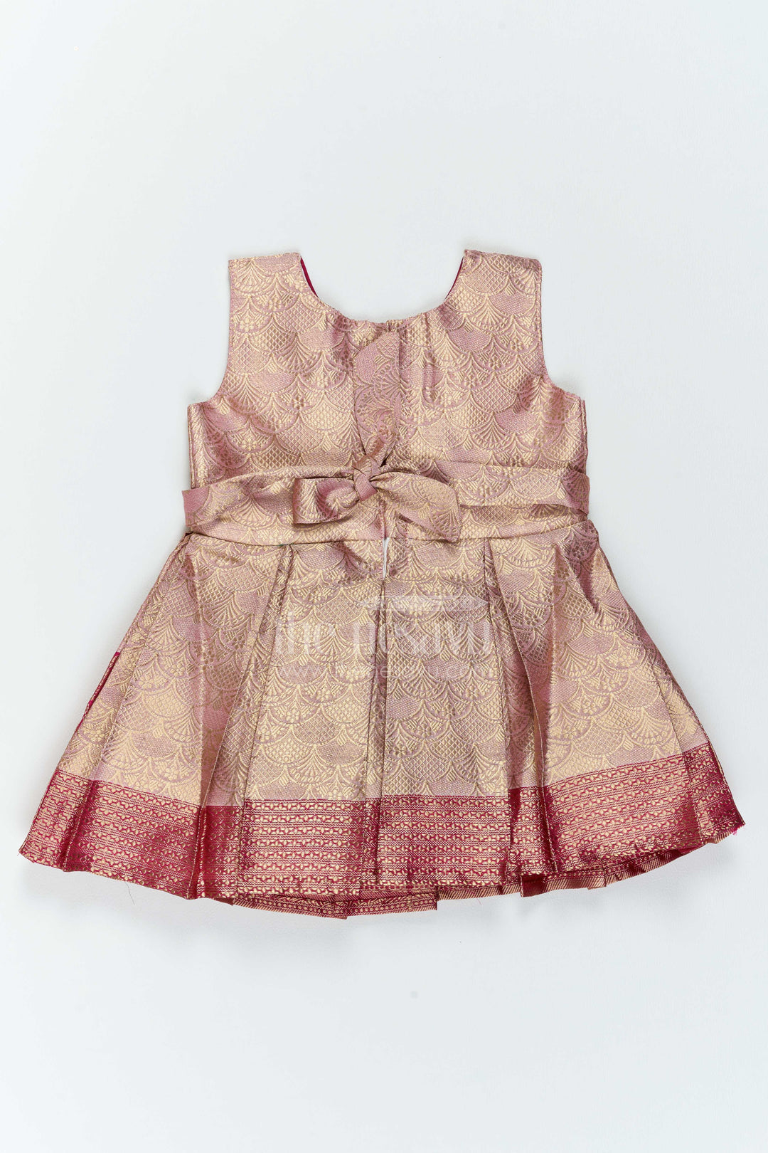 The Nesavu Silk Party Frock Party Wear Silk Frock in Pink with an Occasion Ready Finish Nesavu Nesavu Party Wear Silk Frock With Jacquard Weave For Weddings