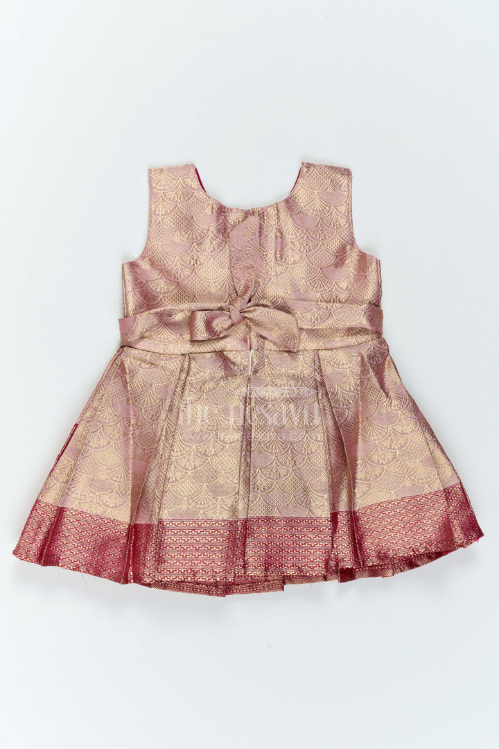 The Nesavu Silk Party Frock Party Wear Silk Frock in Pink with an Occasion Ready Finish Nesavu Nesavu Party Wear Silk Frock With Jacquard Weave For Weddings